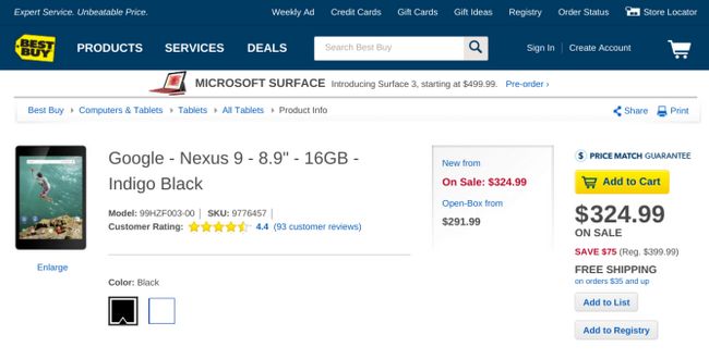 Fotografía - [Trato Alerta] Nexus 9 de 16 GB a la venta en Best Buy por $ 325 (A $ 75 Descuento)